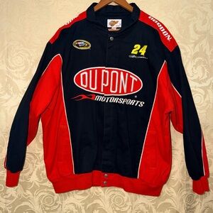 DuPont Motorsports Men's Black and Red Varsity Jacket